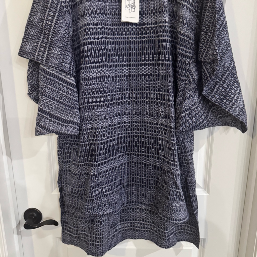 Carla Fernandez Tunic Shawl Poncho Tunica Rebozo Pullover Cover Up Blue Indigo — image 8 of 8
